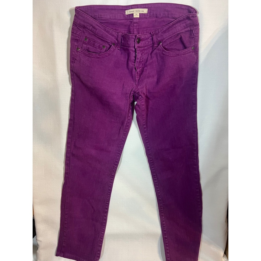 Forever 21 Purple Skinny Jeans Womens Size 30 Stretch Denim Five Pocket Classic - Picture 2 of 5